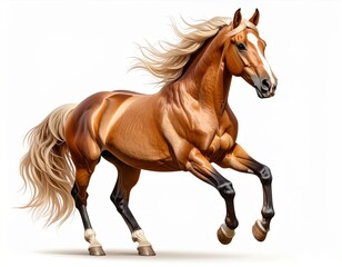 Chestnut Horse with Flowing White Mane Galloping