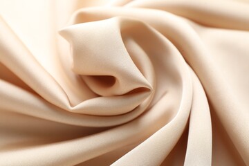Crumpled beige silk fabric as background, top view