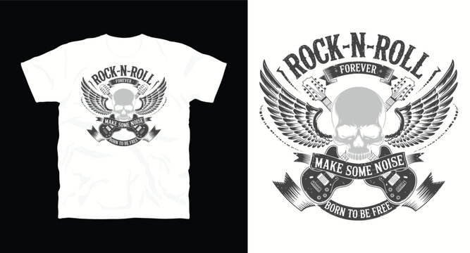 Rock style typography vector graffite t-shirt design print, Concert, Live show t-shirt design, Rock stage show, Rock and Roll, Skull head - Powered by Adobe