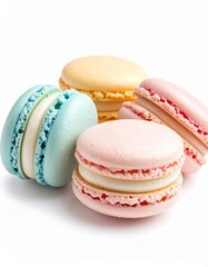 Obraz premium Pastel Macarons on White Background