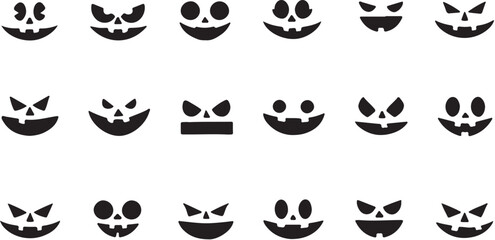 Set of black cat silhouettes and animal icons in black and white vector design