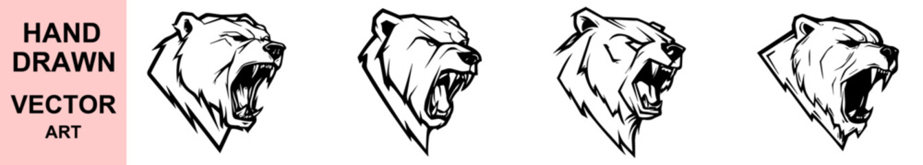  Roaring Bear Head Mascot Vector Illustration for Sports Logo and Team Branding