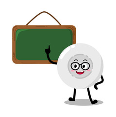 Cute Hand Drawn White Blood Cell Explaining In Front Of Green Board