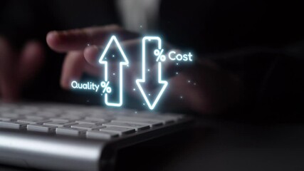 Business concept showing cost reduction and quality increase using Lean, Six Sigma, and Total Quality Management (TQM) to enhance efficiency, value, and customer satisfaction. Muxer