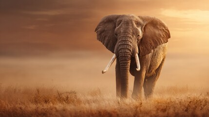 Obraz premium Majestic African Elephant at Sunset