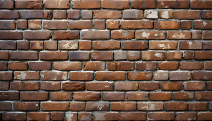 Obraz premium Red brick wall composed of rectangular bricks in a repetitive pattern commonly found in urban buildings and industrial architecture with natural textures