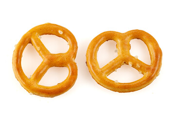 Pretzels with salt close-up Isolated on a white background.