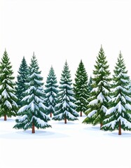 Obraz premium Snow Covered Pine Trees in Winter Forest