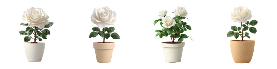 Fototapeta premium White rose png background transparent animation style concept using for giving decoration.