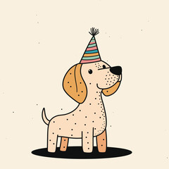 Cute cartoon dog in birthday hat
