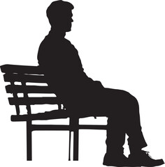 Man Sitting on Bench Silhouette Vector Illustration on Transparent Background