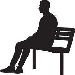 Man Sitting on Bench Silhouette Vector Illustration on Transparent Background