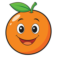 Fototapeta premium A happy orange cartoon character isolated on white background