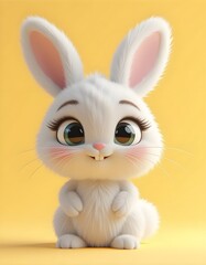 white rabbit with a pink bow