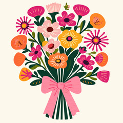 Bright floral bouquet illustration for celebrations