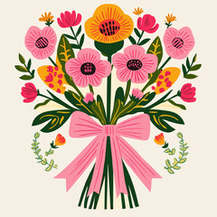 Bright floral bouquet illustration for celebrations