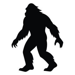 Silhouette of Bigfoot Walking in Profile Vector Illustration for Creative Projects