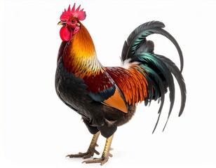 Fototapeta premium Colorful Rooster on White Background