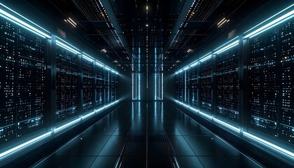 Fototapeta premium Futuristic server room interior