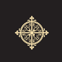 ornamental floral design a classic black and white floral design element featuring elegant, curved leaves and intricate detailing. perfect for use in decorative borders, logos