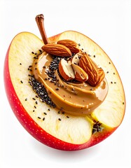 Red Apple with Almond Nut Butter and Poppy Seeds