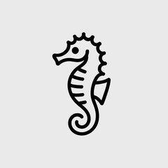 Minimalist line art seahorse illustration on a light background  