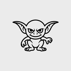 Fototapeta premium Sneaky goblin character illustration with large ears and mischievous grin 