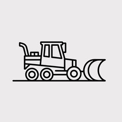 Naklejka premium Line art illustration of a snow plow vehicle on a grey background 