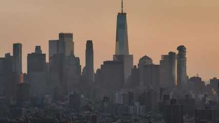 Aerial view of the World Trade Center at dusk - Powered by Adobe