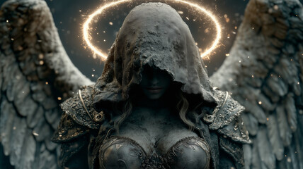 Heaven’s Sentinel Draped in Gold and Light – Generative AI
