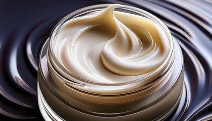 smooth cosmetic cream displays luxurious texture through elegant swirled application pattern