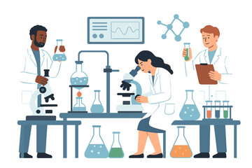 A science laboratory is equipped with professional scientific research tools and staffed by scientist workers, also serving as a medical researchers laboratory for biology scientists or doctors in a