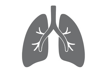 A gray lung symbol on an isolated background is suitable for logo design, web icons, and other medical and health-related tasks