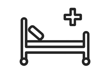 Fototapeta premium Vector graphics of a hospital bed icon are available in linear style for mobile and web design concepts