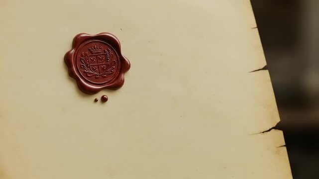Ancient Parchment Scroll Sealed with Red Wax Seal, Detailed Texture and Vintage Look