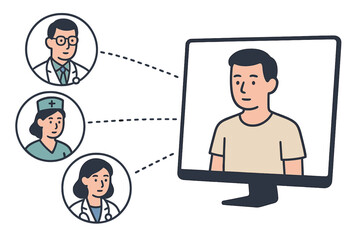 A team of medical professionals linked virtually to provide a patient with online medical guidance