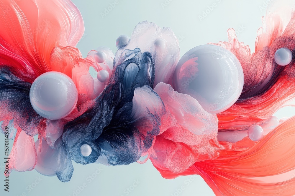 Fototapete Abstract flowing orange and grey forms illustrate a dynamic, swirling, futuristic design, representing concepts like innovation and connectivity in a modern digital world