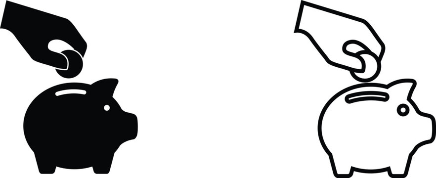 Visual representation of saving money with a piggy bank in two contrasting styles