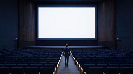 Businessman making a presentation in a modern auditorium