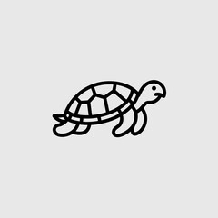 Minimalist line art of a turtle moving on a light background  