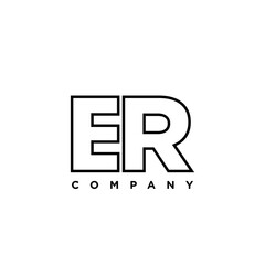 Letter E and R, ER logo design template. Minimal monogram initial based logotype.