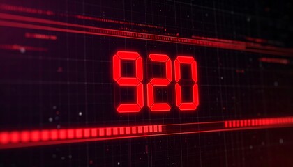 Red digital display, futuristic interface