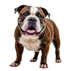 Charming Brown Bulldog with Smooth Fur and Engaging Expression Surrounded by a Clear Background for Pet Lovers