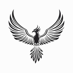 Fototapeta premium Phoenix bird with wings spread Design Logo Vector Image isolated on white background.