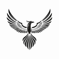 Phoenix bird with wings spread Design Logo Vector Image isolated on white background.