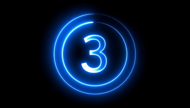 Neon countdown number three