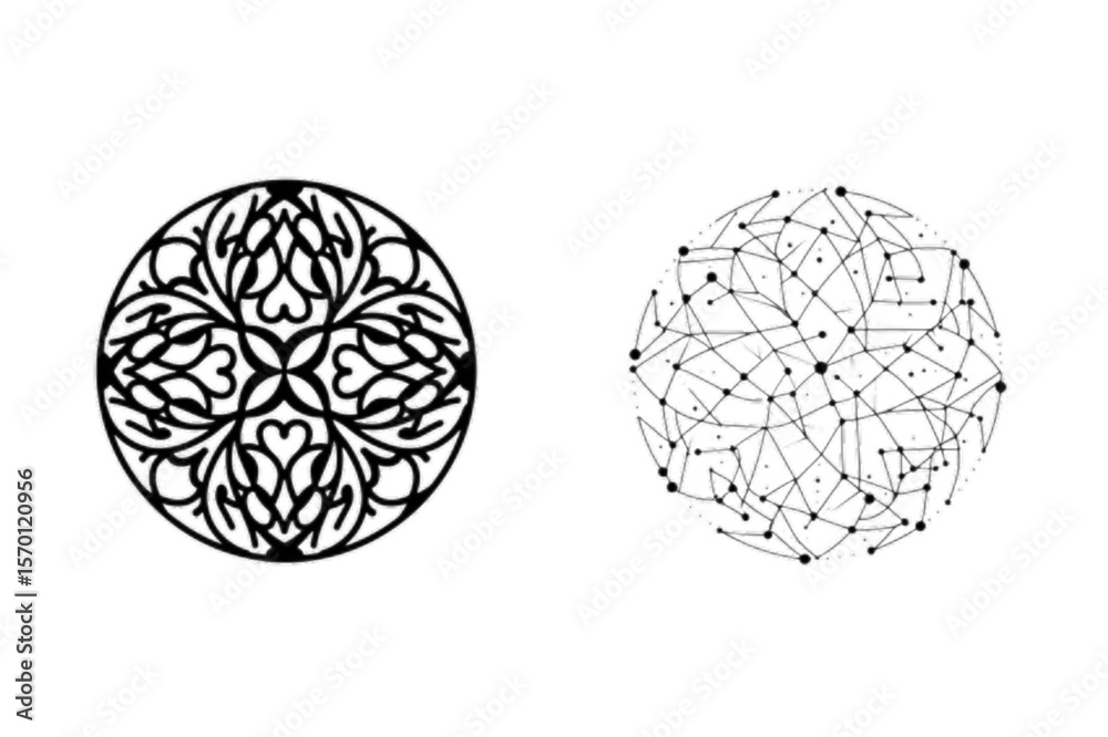 Poster ornate floral and network patterns create elegant circular graphic elements suitable for design proj