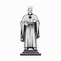 Obraz premium Marble statue of a priest image vector isolated on white background.