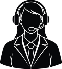 Call Center Operator Silhouette | Customer Support Agent Silhouette