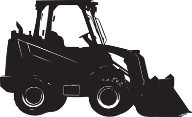 Skid Steer Silhouette Vector Illustration on Transparent Background